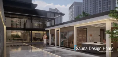 Outdoor premium sauna house in a private penthouse with panoramic view Outdoor premium sauna house in a private penthouse with panoramic view