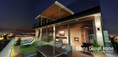 Garden sauna on a roof terrace Garden sauna on a roof terrace