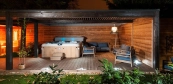 Outdoor sauna with jacuzzi