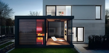 Wellness sauna house with relax terrace