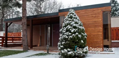 Outdoor sauna house with canopy Outdoor sauna house with canopy